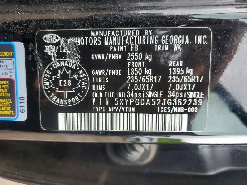 2018 KIA SORENTO LX V6  