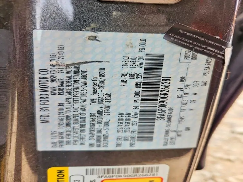 2016 FORD FUSION TITANIUM  