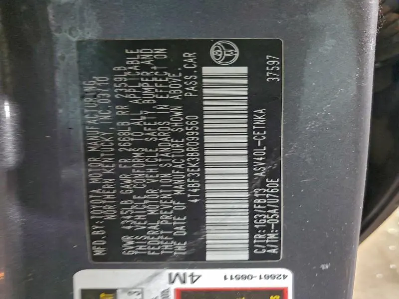 2011 TOYOTA CAMRY BASE  