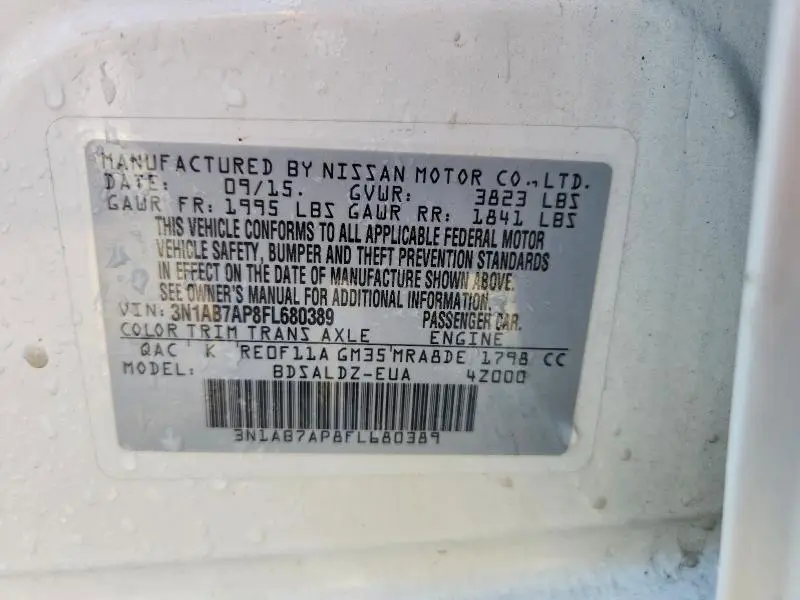 2015 NISSAN SENTRA SV  