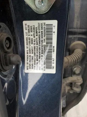 2016 HONDA CIVIC EX  