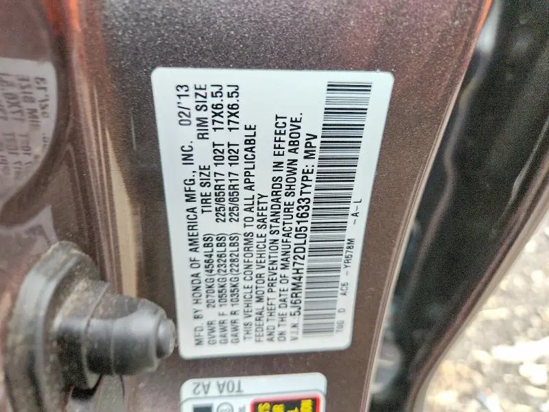2013 HONDA CR-V EXL  