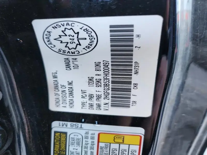 2015 HONDA CIVIC LX  