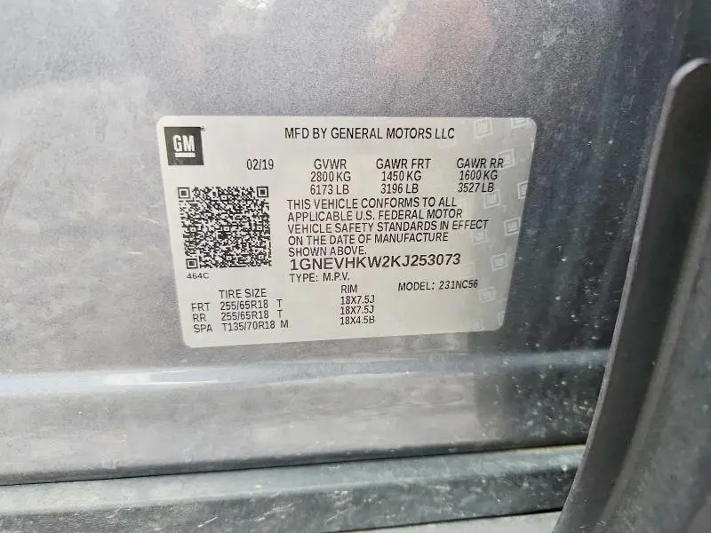2019 CHEVROLET TRAVERSE LT  