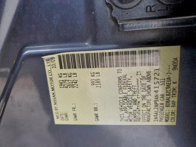 2010 NISSAN ALTIMA BASE  