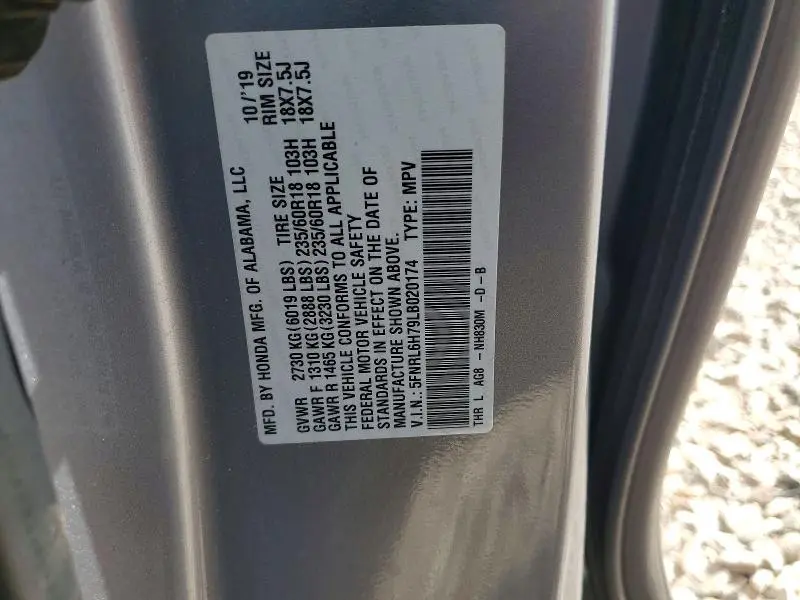 2020 HONDA ODYSSEY EXL  