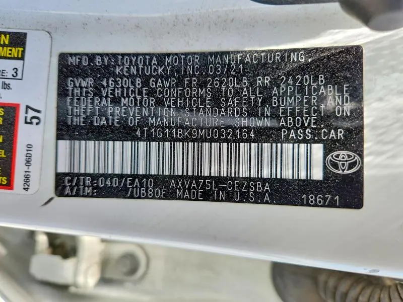 2021 TOYOTA CAMRY SE  