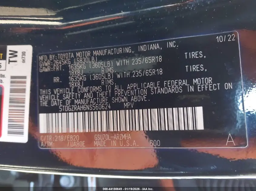 2022 TOYOTA HIGHLANDER XLE