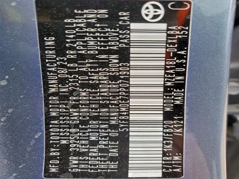 2023 TOYOTA COROLLA LE  