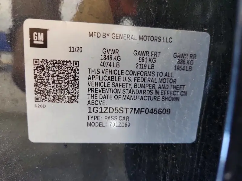2021 CHEVROLET MALIBU LT  