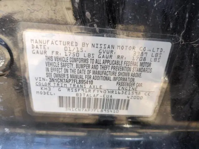 2015 NISSAN VERSA S  