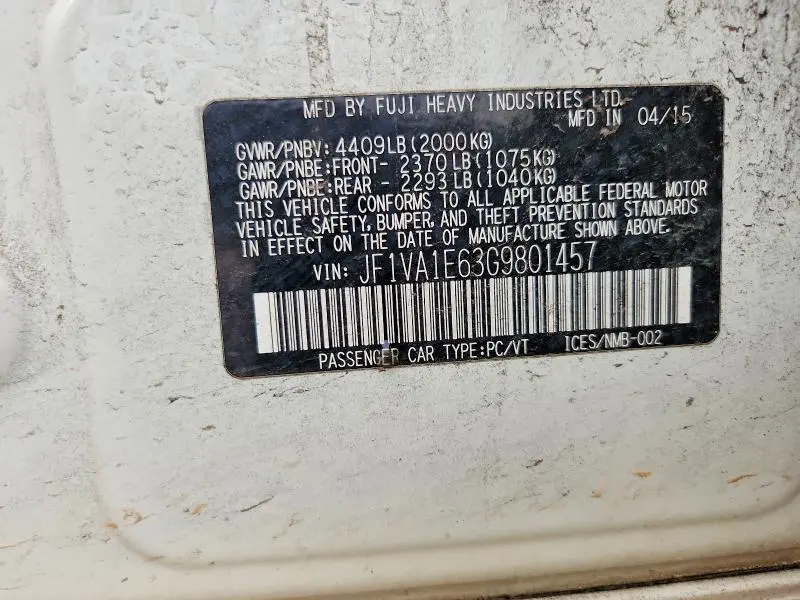 2016 SUBARU WRX PREMIUM  