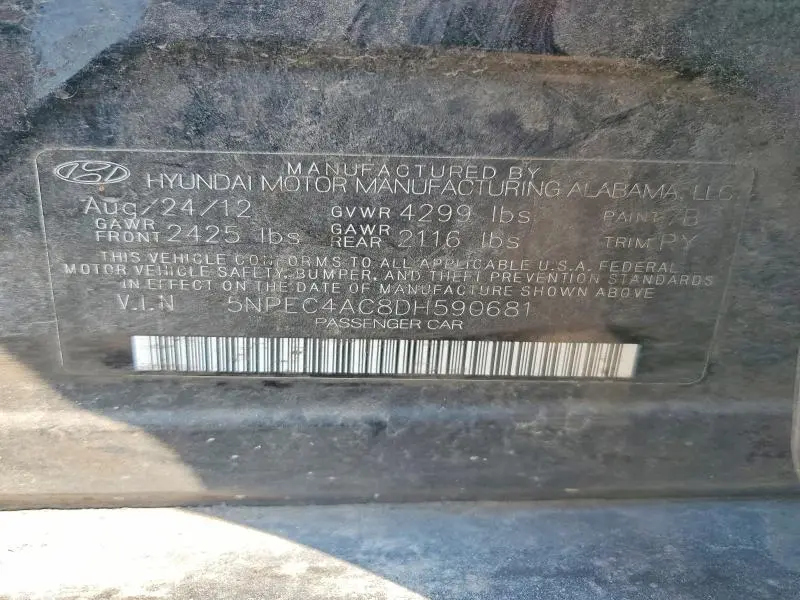 2013 HYUNDAI SONATA SE  