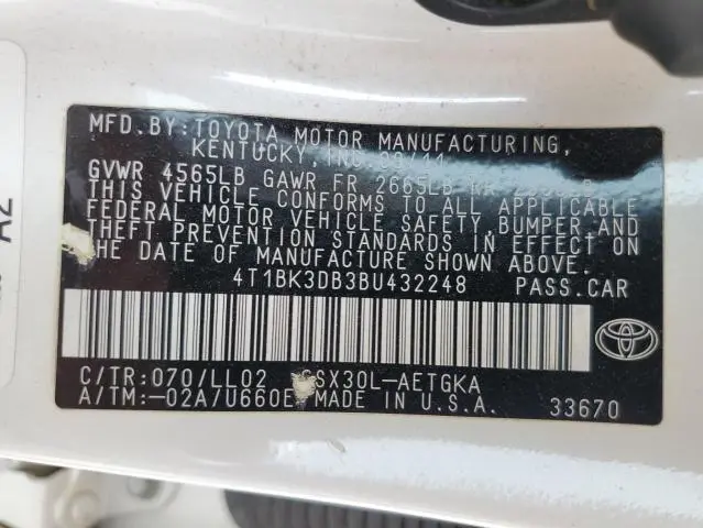 2011 TOYOTA AVALON BASE  