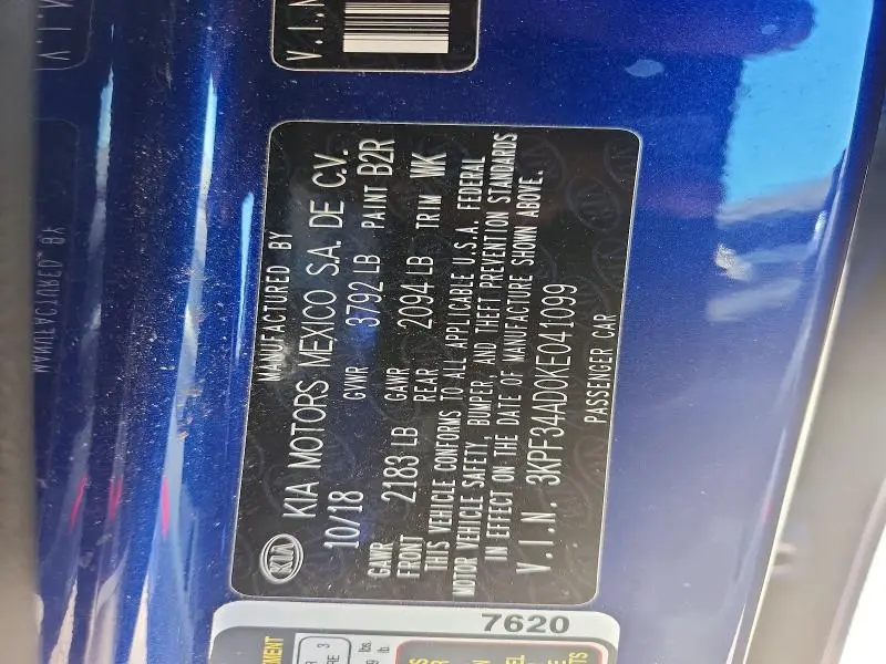 2019 KIA FORTE S  