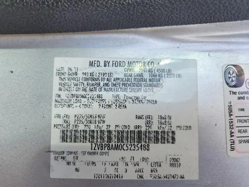 2012 FORD MUSTANG   
