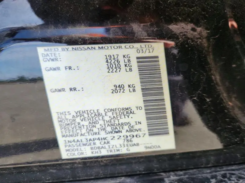 2017 NISSAN ALTIMA 2.5 SV  