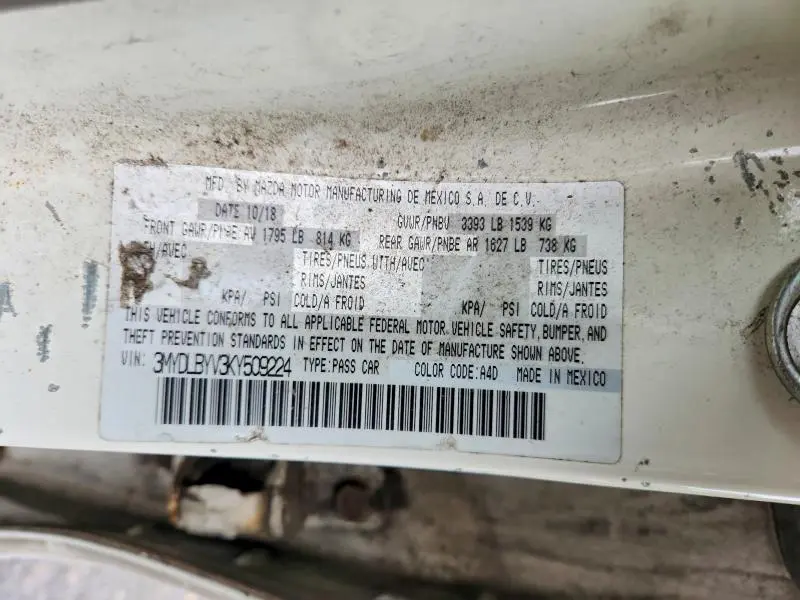 2019 TOYOTA YARIS L  