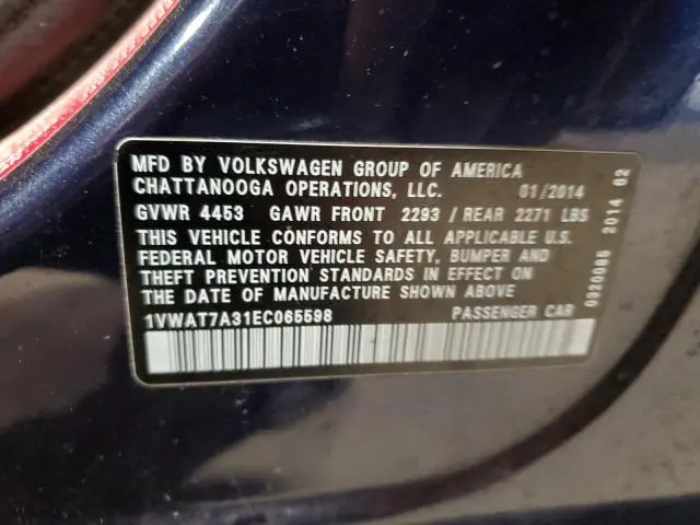 2014 VOLKSWAGEN PASSAT S  