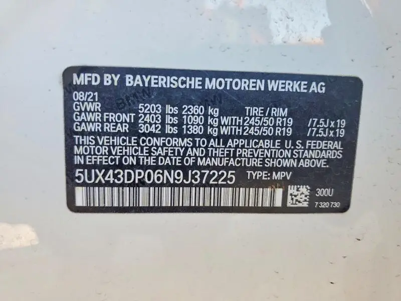 2022 BMW X3 SDRIVE30I  