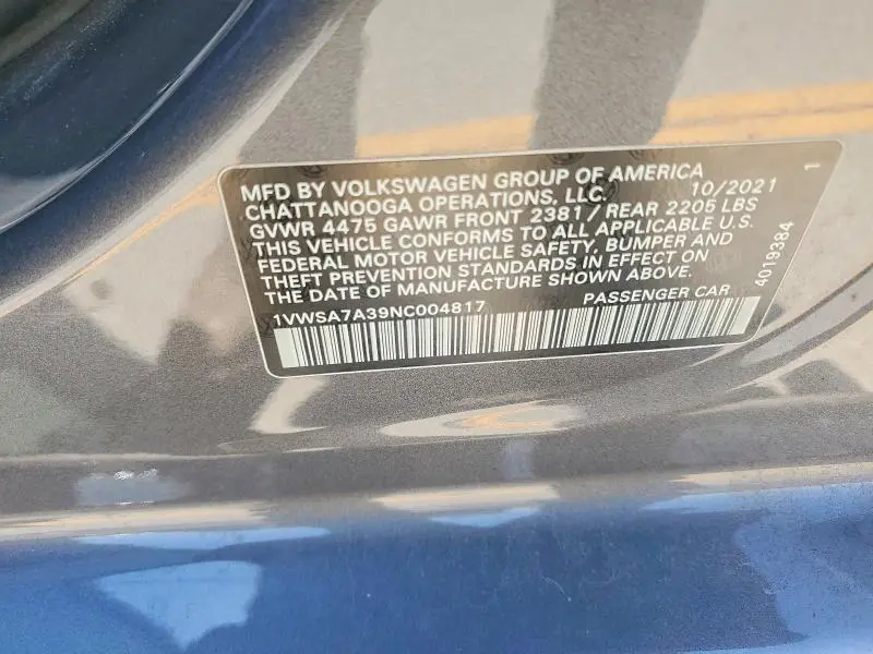 2022 VOLKSWAGEN PASSAT SE  
