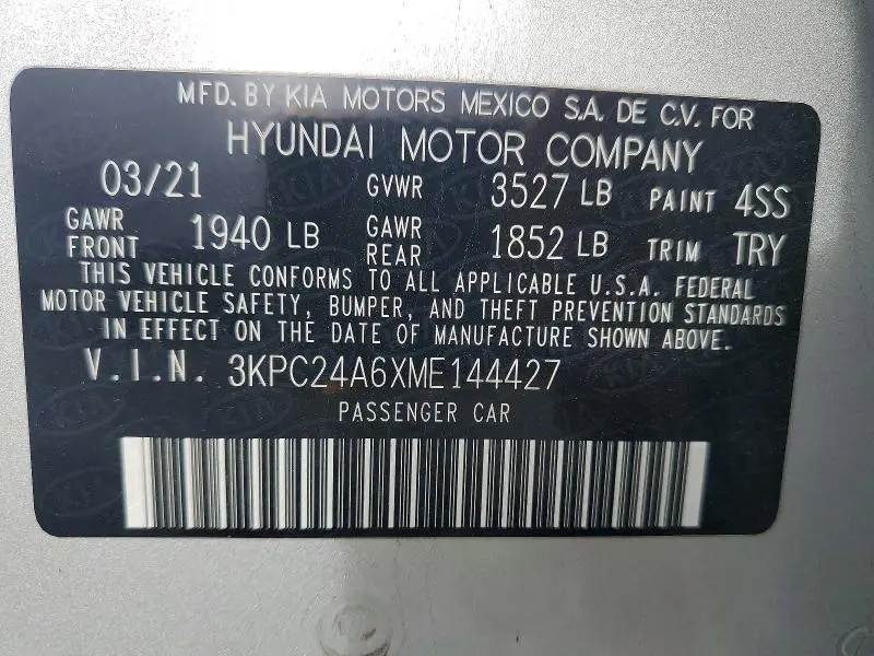 2021 HYUNDAI ACCENT SE  