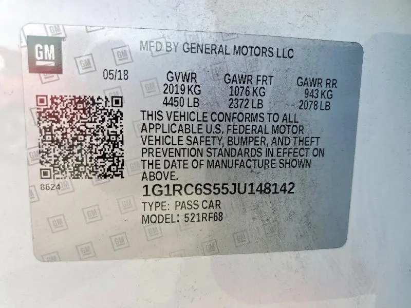 2018 CHEVROLET VOLT LT  