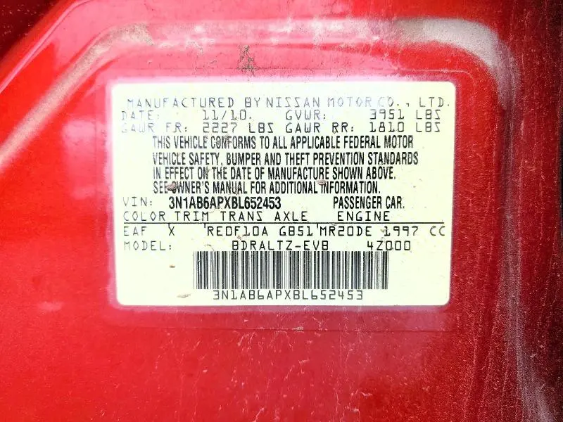 2011 NISSAN SENTRA 2.0/2.0S/SR/2.0SL  