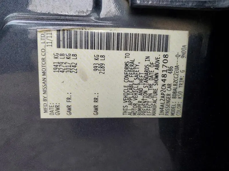 2012 NISSAN ALTIMA 2.5  