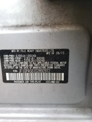 2013 SUBARU IMPREZA SPORT LIMITED  