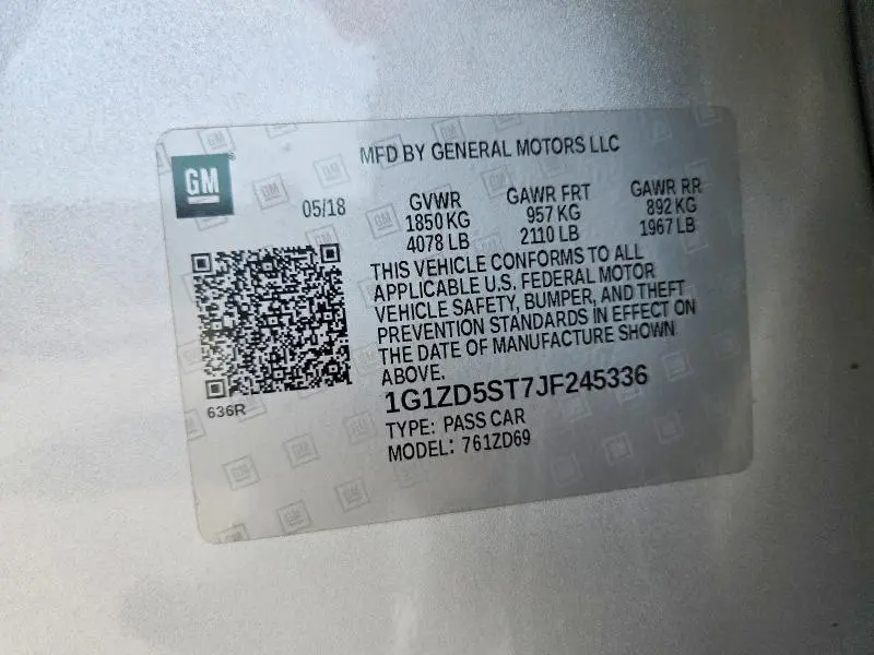 2018 CHEVROLET MALIBU LT  