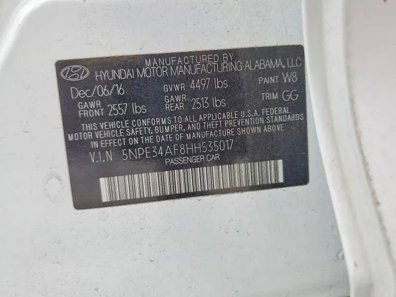 2017 HYUNDAI SONATA SPORT  