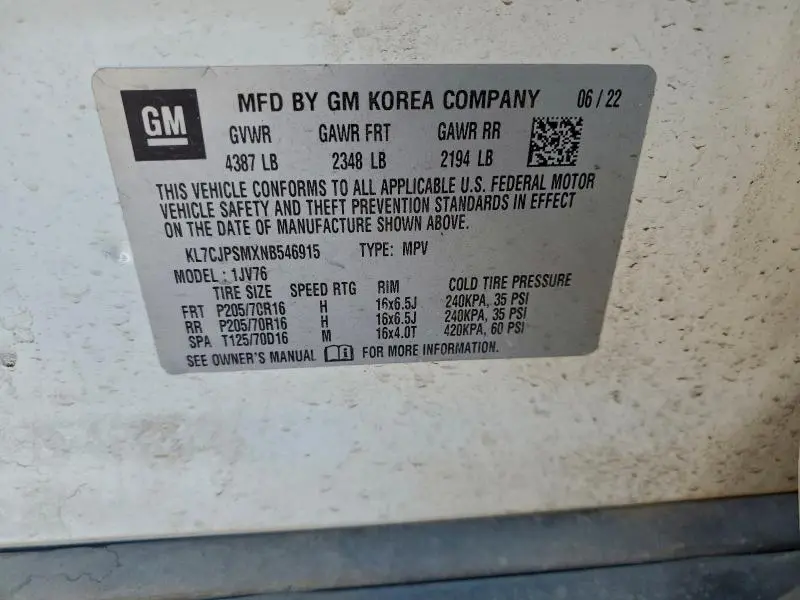 2022 CHEVROLET TRAX 1LT  