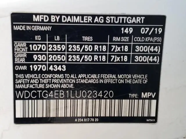 2020 MERCEDES-BENZ GLA 250  