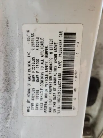 2016 HONDA ACCORD SPORT  