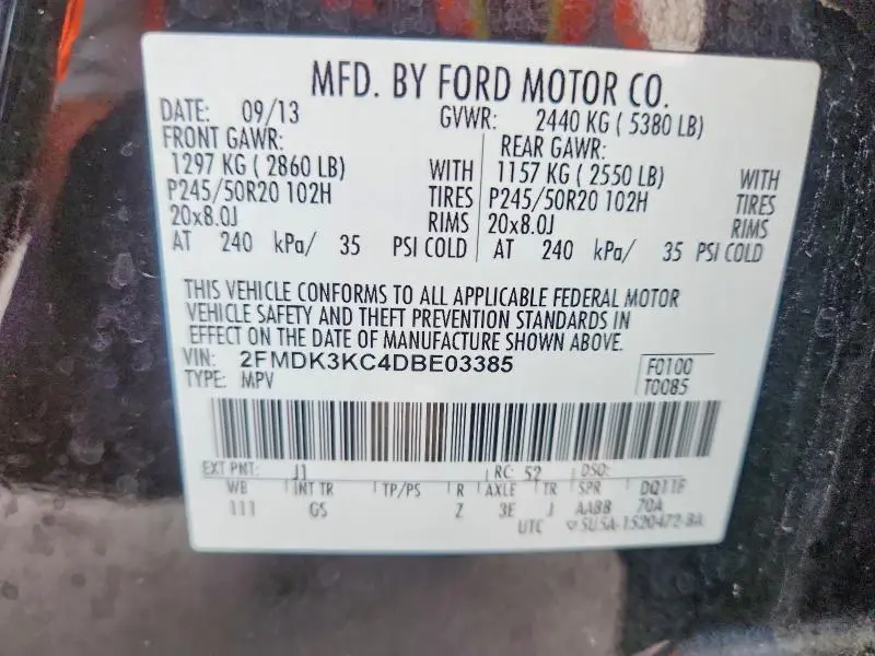 2013 FORD EDGE LIMITED  
