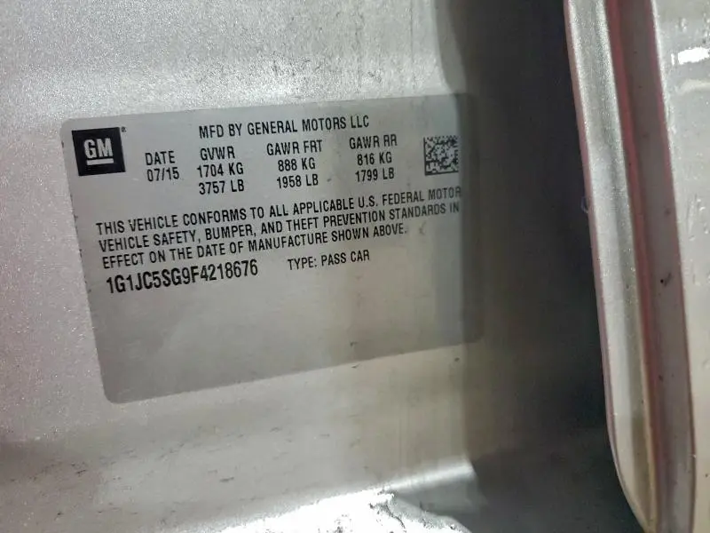 2015 CHEVROLET SONIC LT  