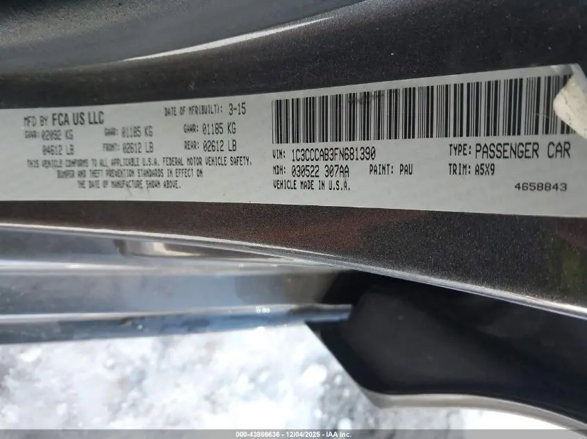 2015 CHRYSLER 200 LIMITED