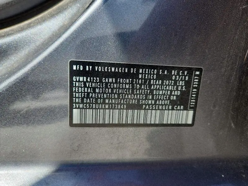 2019 VOLKSWAGEN JETTA S  