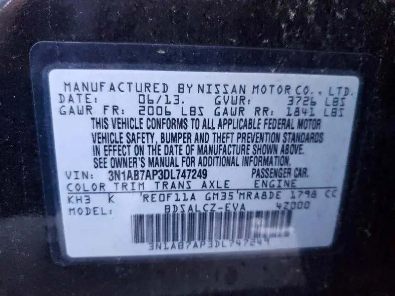 2013 NISSAN SENTRA S  