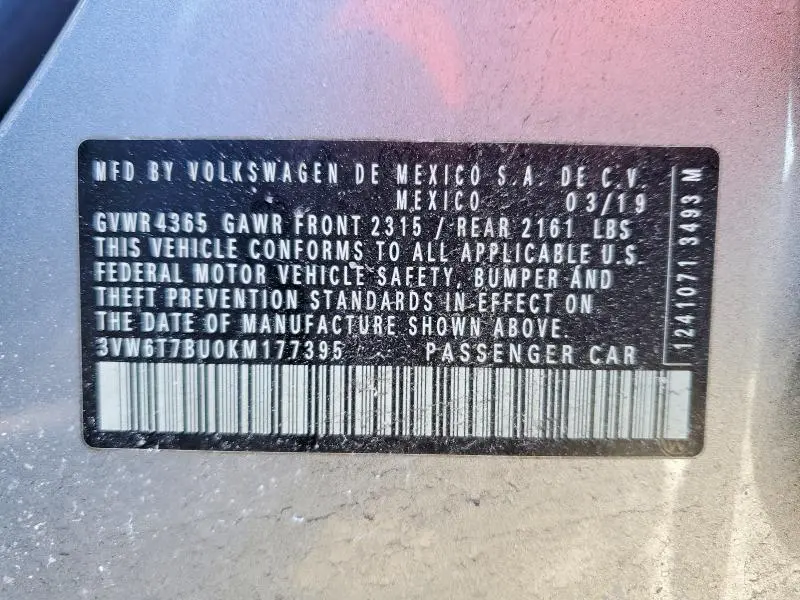 2019 VOLKSWAGEN JETTA GLI  