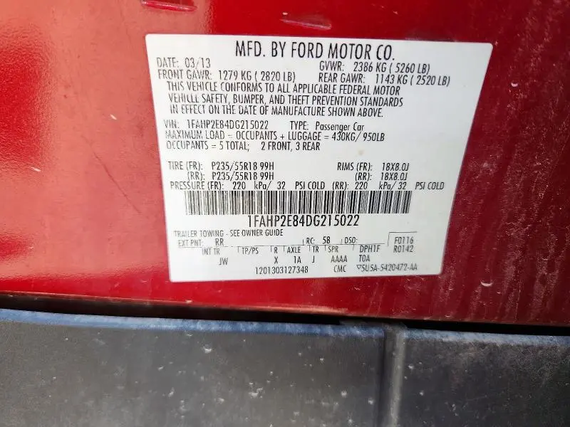 2013 FORD TAURUS SEL  