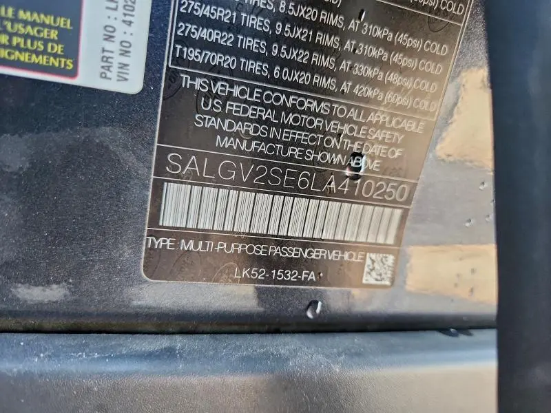 2020 LAND ROVER RANGE ROVER AUTOBIOGRAPHY  