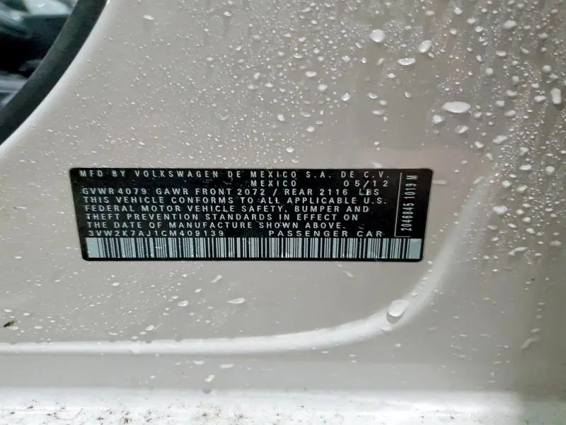 2012 VOLKSWAGEN JETTA BASE  