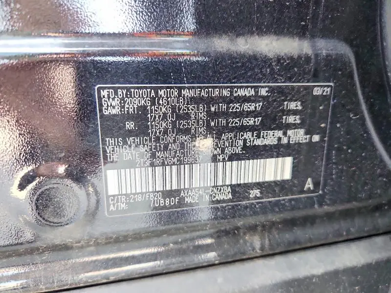 2021 TOYOTA RAV4 LE  
