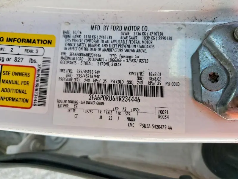 2017 FORD FUSION TITANIUM HEV  