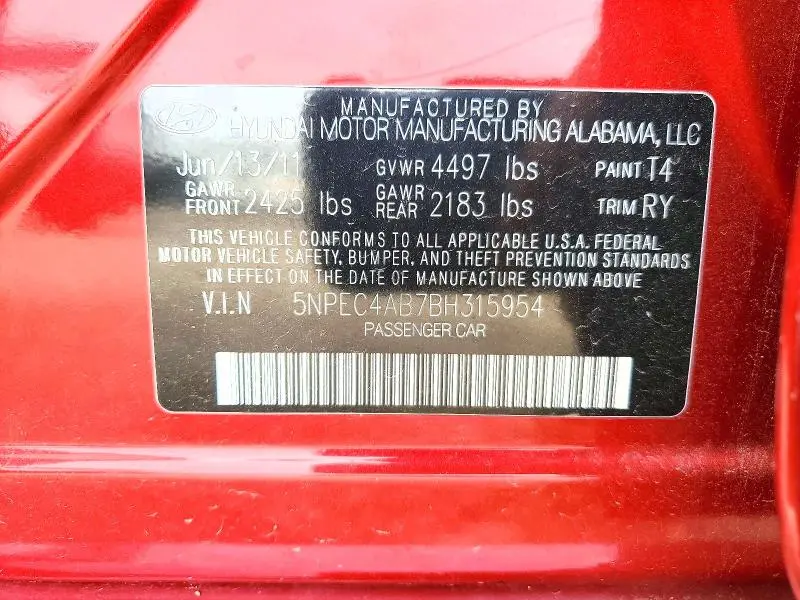 2011 HYUNDAI SONATA SE 2.0T  