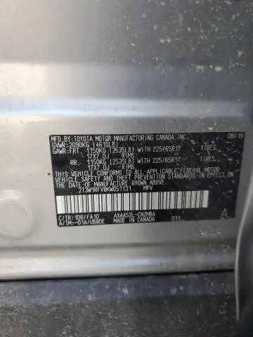 2019 TOYOTA RAV4 XLE  