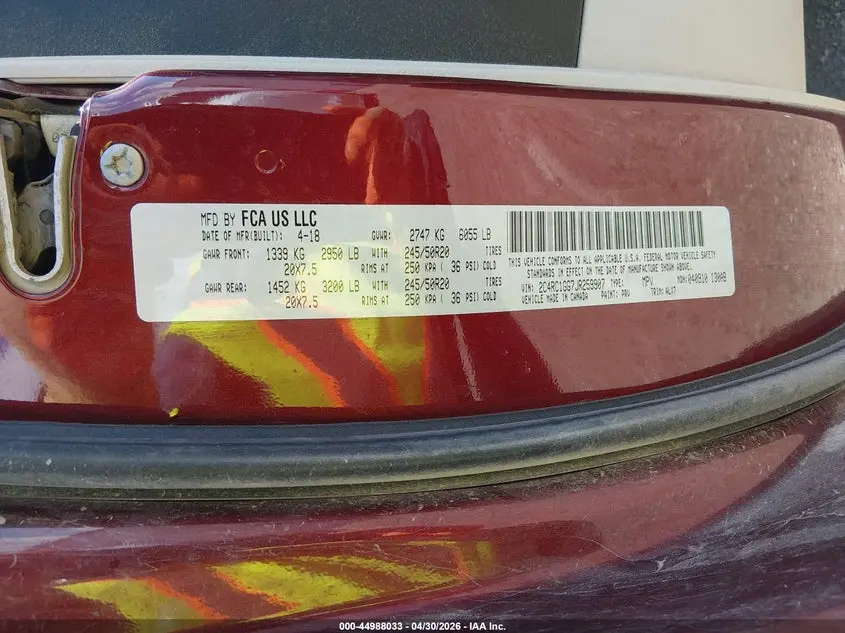 2018 CHRYSLER PACIFICA LIMITED