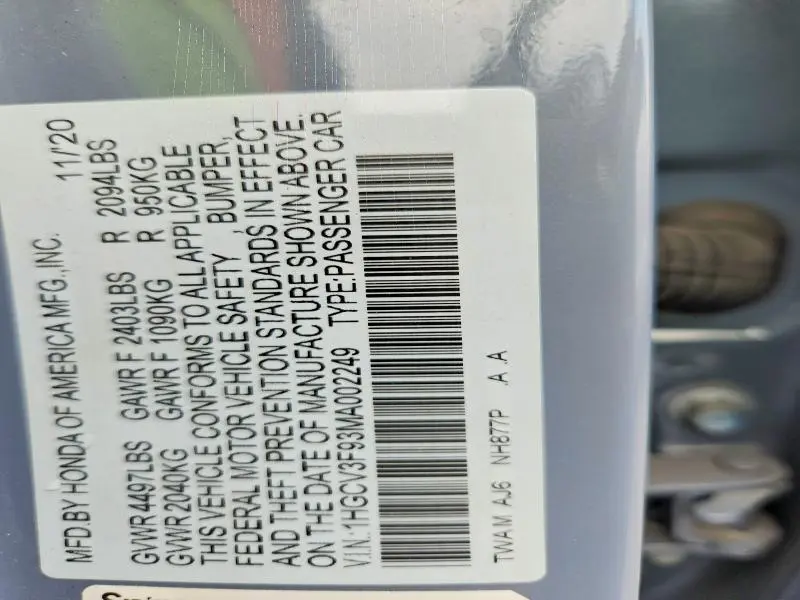2021 HONDA ACCORD TOURING HYBRID  